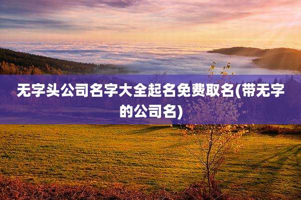 无字头公司名字大全起名免费取名(带无字的公司名)