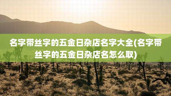 名字带丝字的五金日杂店名字大全(名字带丝字的五金日杂店名怎么取)