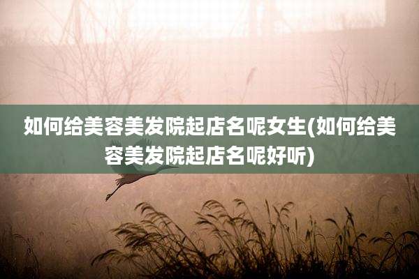 如何给美容美发院起店名呢女生(如何给美容美发院起店名呢好听)