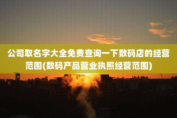 公司取名字大全免费查询一下数码店的经营范围(数码产品营业执照经营范围)
