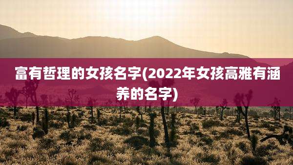 富有哲理的女孩名字(2022年女孩高雅有涵养的名字)