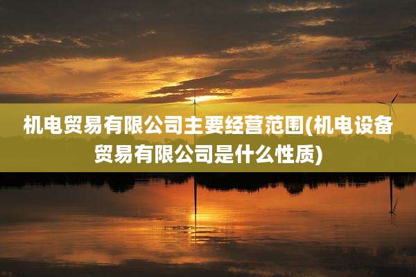 机电贸易有限公司主要经营范围(机电设备贸易有限公司是什么性质)