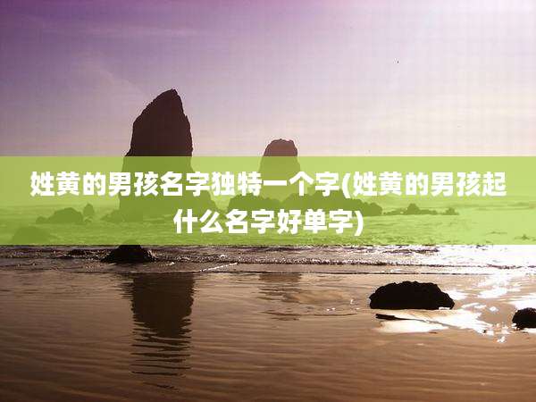 姓黄的男孩名字独特一个字(姓黄的男孩起什么名字好单字)
