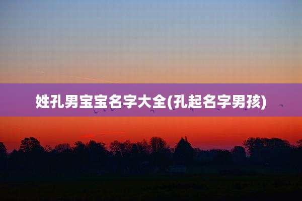 姓孔男宝宝名字大全(孔起名字男孩)
