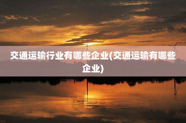 交通运输行业有哪些企业(交通运输有哪些企业)
