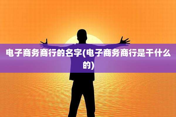 电子商务商行的名字(电子商务商行是干什么的)
