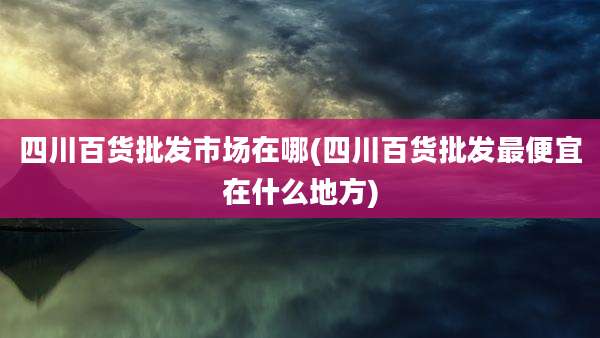 四川百货批发市场在哪(四川百货批发最便宜在什么地方)