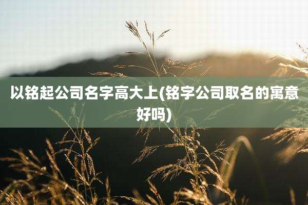 以铭起公司名字高大上(铭字公司取名的寓意好吗)