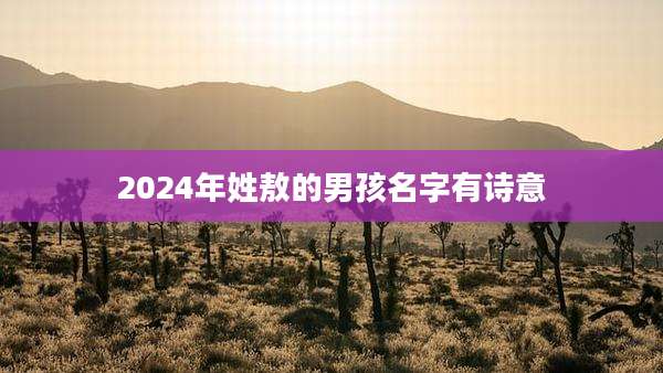 2024年姓敖的男孩名字有诗意