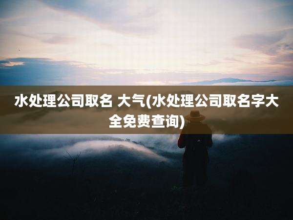 水处理公司取名 大气(水处理公司取名字大全免费查询)