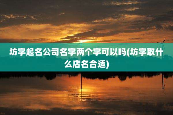 坊字起名公司名字两个字可以吗(坊字取什么店名合适)