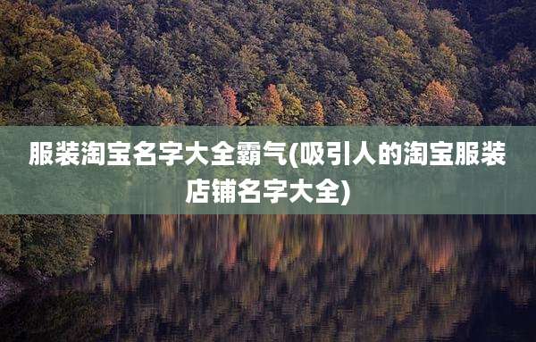 服装淘宝名字大全霸气(吸引人的淘宝服装店铺名字大全)