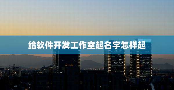 给软件开发工作室起名字怎样起