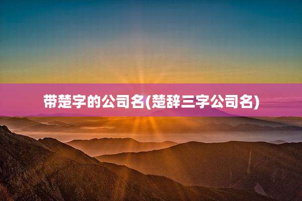 带楚字的公司名(楚辞三字公司名)