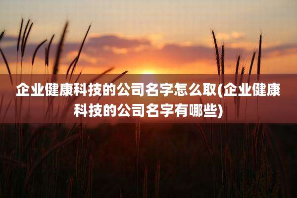 企业健康科技的公司名字怎么取(企业健康科技的公司名字有哪些)