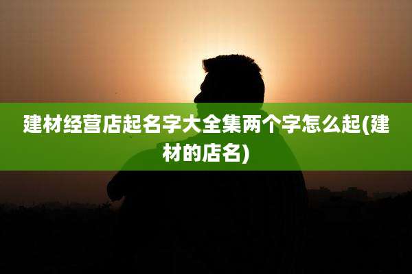 建材经营店起名字大全集两个字怎么起(建材的店名)