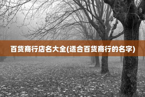 百货商行店名大全(适合百货商行的名字)