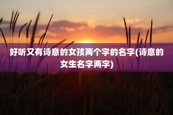 好听又有诗意的女孩两个字的名字(诗意的女生名字两字)