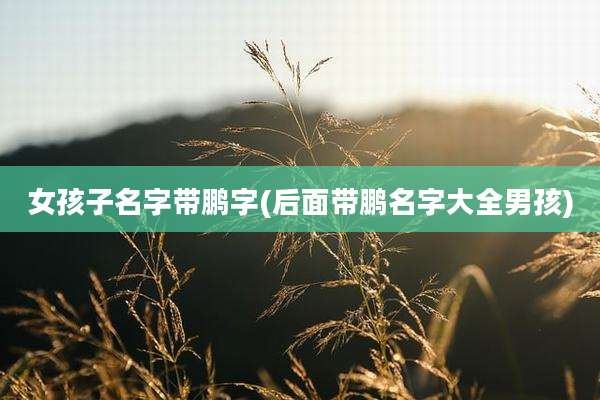 女孩子名字带鹏字(后面带鹏名字大全男孩)