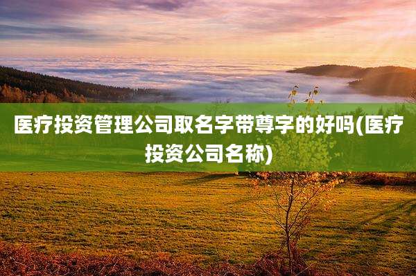 医疗投资管理公司取名字带尊字的好吗(医疗投资公司名称)