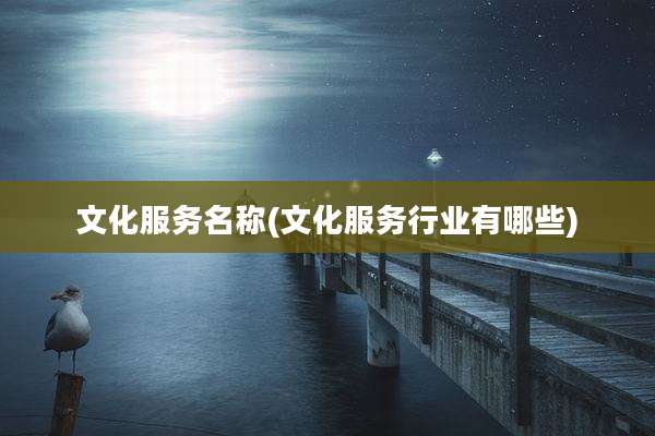 文化服务名称(文化服务行业有哪些)