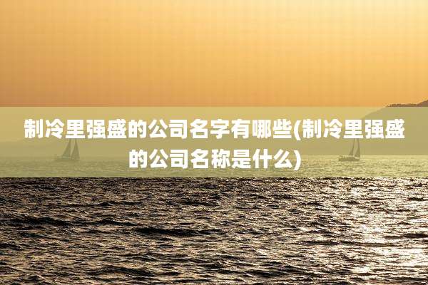 制冷里强盛的公司名字有哪些(制冷里强盛的公司名称是什么)