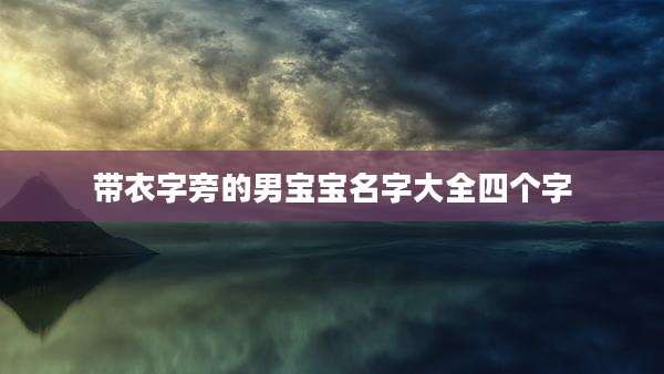 带衣字旁的男宝宝名字大全四个字