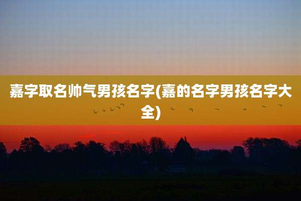 嘉字取名帅气男孩名字(嘉的名字男孩名字大全)