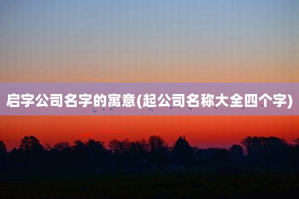启字公司名字的寓意(起公司名称大全四个字)