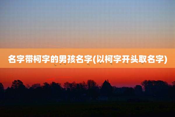 名字带柯字的男孩名字(以柯字开头取名字)