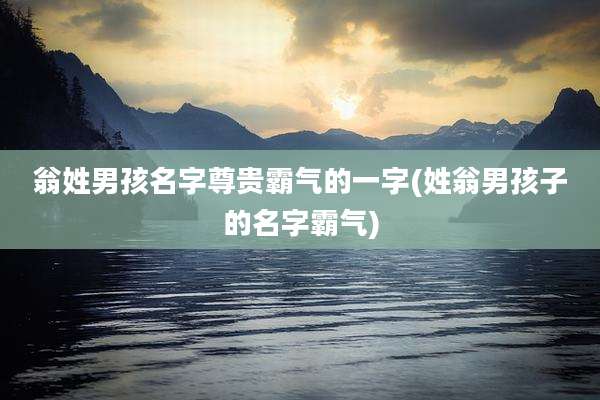翁姓男孩名字尊贵霸气的一字(姓翁男孩子的名字霸气)