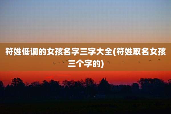 符姓低调的女孩名字三字大全(符姓取名女孩三个字的)