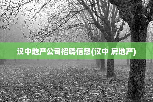 汉中地产公司招聘信息(汉中 房地产)