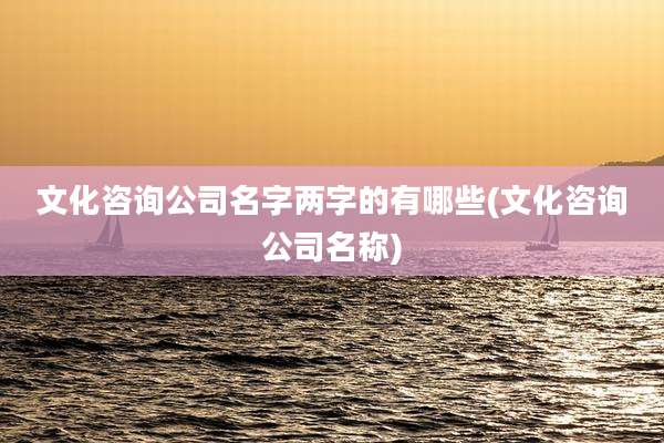 文化咨询公司名字两字的有哪些(文化咨询公司名称)