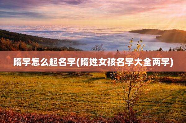 隋字怎么起名字(隋姓女孩名字大全两字)