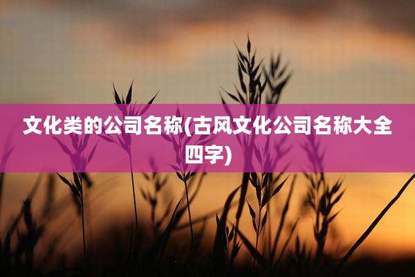 文化类的公司名称(古风文化公司名称大全四字)