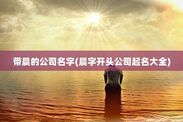 带晨的公司名字(晨字开头公司起名大全)
