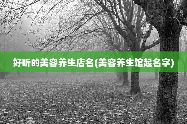 好听的美容养生店名(美容养生馆起名字)