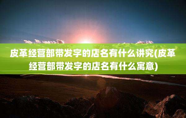 皮革经营部带发字的店名有什么讲究(皮革经营部带发字的店名有什么寓意)
