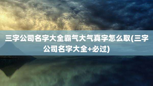 三字公司名字大全霸气大气真字怎么取(三字公司名字大全+必过)
