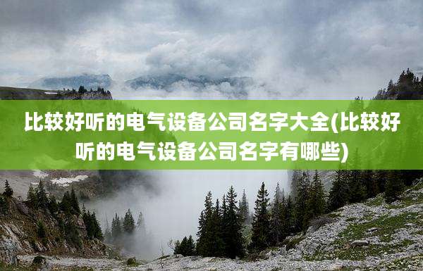 比较好听的电气设备公司名字大全(比较好听的电气设备公司名字有哪些)