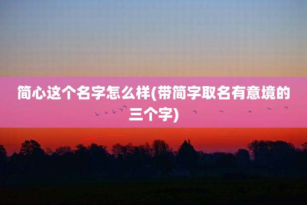 简心这个名字怎么样(带简字取名有意境的三个字)