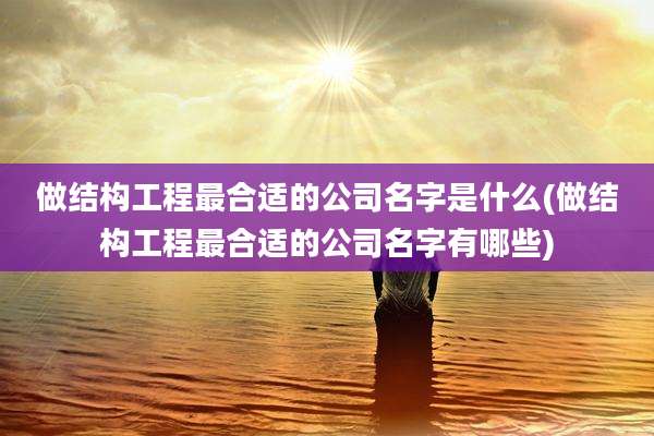 做结构工程最合适的公司名字是什么(做结构工程最合适的公司名字有哪些)