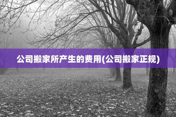 公司搬家所产生的费用(公司搬家正规)