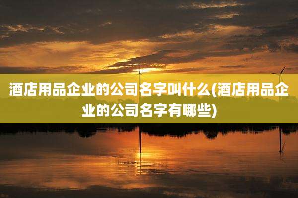酒店用品企业的公司名字叫什么(酒店用品企业的公司名字有哪些)