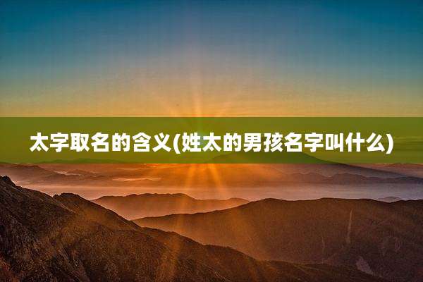 太字取名的含义(姓太的男孩名字叫什么)