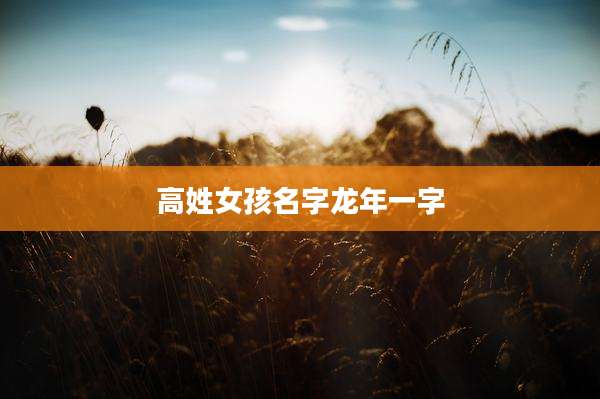 高姓女孩名字龙年一字