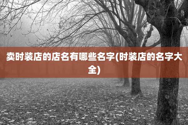 卖时装店的店名有哪些名字(时装店的名字大全)