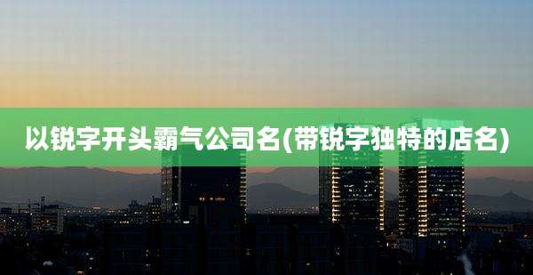 以锐字开头霸气公司名(带锐字独特的店名)