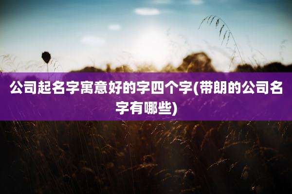 公司起名字寓意好的字四个字(带朗的公司名字有哪些)